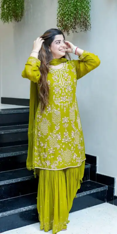 JF 027 Green in Faux Georgette Mirror Embroidery Work Salwar Suit . Best Price ₹1949. Delivery 4-6 Working Days. Shop now. | Jump Suits, Straight Suits, Casual Suits, Creative suits, Designer Suits, Palazzo Suits, Party Wear Suits, Patiala Suits, Salwar suit