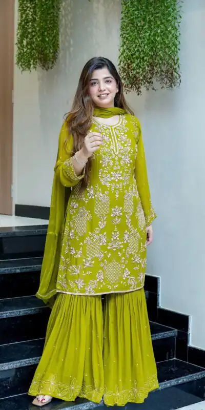 JF 027 Green in Faux Georgette Mirror Embroidery Work Salwar Suit . Best Price ₹1949. Delivery 4-6 Working Days. Shop now. | Jump Suits, Straight Suits, Casual Suits, Creative suits, Designer Suits, Palazzo Suits, Party Wear Suits, Patiala Suits, Salwar suit