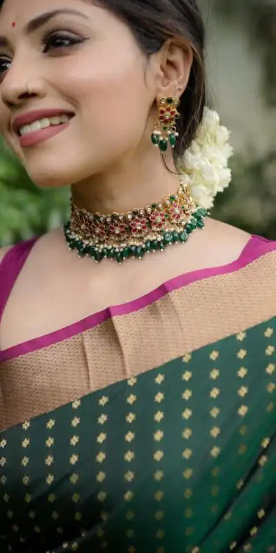KPR 6047 Green in Soft Lichi Silk Jacquard Work Designer Work Saree . Exclusive Offer ₹1449. Delivery 4-6 Working Days. Shop now. | Bollywood Sarees, Creative Sarees, Designer Sarees, Embroidered Sarees, Ethnic Saree, Modern Digital sarees, Party Wear Sarees, Sarees