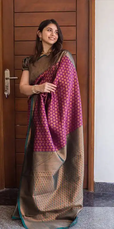 KPR 220 Maroon Soft Lichi Silk Saree Perfect for Wedding, Party, Reception, Diwali, Ethnic Day – . Affordable Price ₹1449. Delivery 4-6 Working Days. | Bollywood Sarees, Creative Sarees, Designer Sarees, Embroidered Sarees, Ethnic Saree, Modern Digital sarees, Party Wear Sarees, Sarees