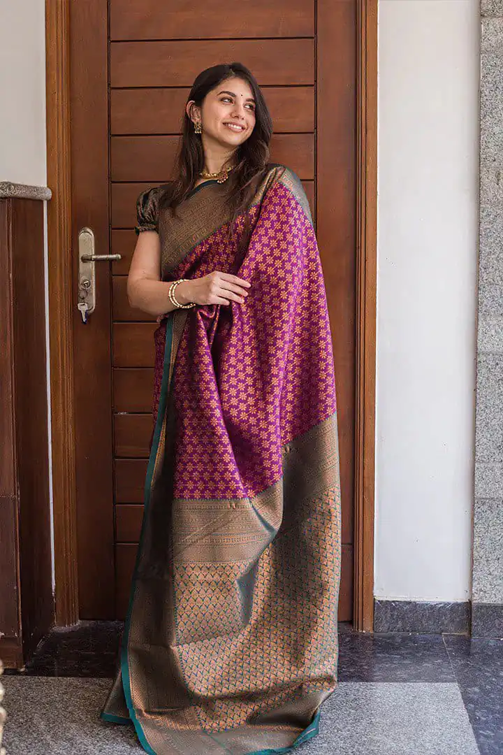 KPR 220 Maroon Soft Lichi Silk Saree Perfect for Wedding, Party, Reception, Diwali, Ethnic Day – . Affordable Price ₹1449. Delivery 4-6 Working Days. | Bollywood Sarees, Creative Sarees, Designer Sarees, Embroidered Sarees, Ethnic Saree, Modern Digital sarees, Party Wear Sarees, Sarees