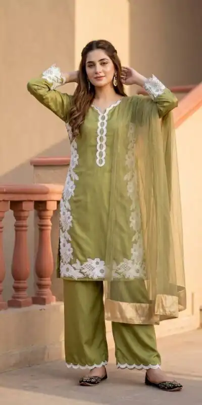 ST 213 Mehandi Color Natural Crep Salwar Suit with Embroidery Work. Wedding, Party, Festive, Best Price ₹1899. Delivery 4-6 Working Days. Shop now. | Jump Suits, Straight Suits, Casual Suits, Creative suits, Designer Suits, Palazzo Suits, Party Wear Suits, Patiala Suits, Salwar suit