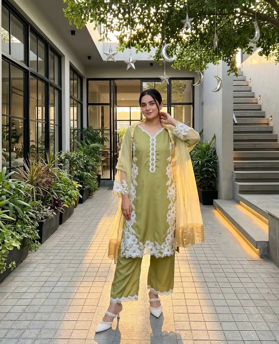 ST 213 Mehandi Color Natural Crep Salwar Suit with Embroidery Work. Wedding, Party, Festive, Best Price ₹1899. Delivery 4-6 Working Days. Shop now. | Jump Suits, Straight Suits, Casual Suits, Creative suits, Designer Suits, Palazzo Suits, Party Wear Suits, Patiala Suits, Salwar suit