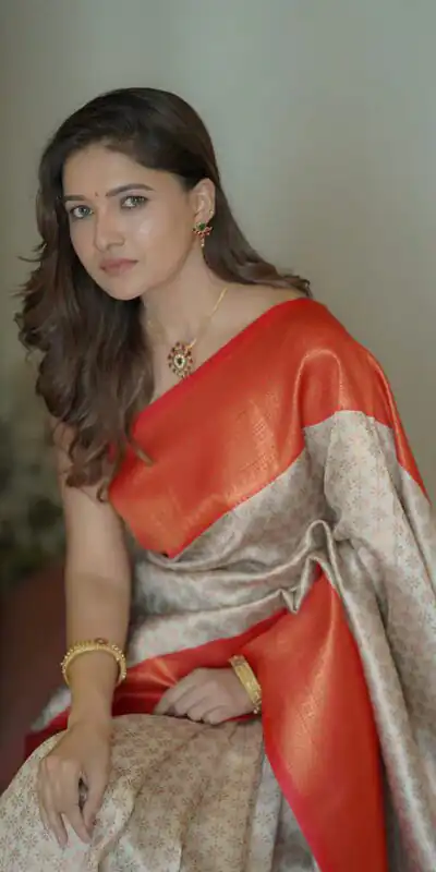 KPR 220 Off White Soft Lichi Silk Saree Perfect for Wedding, Party, Reception, Diwali, Ethnic Day – . Affordable Price ₹1449. Delivery 4-6 Working Days. | Bollywood Sarees, Creative Sarees, Designer Sarees, Embroidered Sarees, Ethnic Saree, Modern Digital sarees, Party Wear Sarees, Sarees