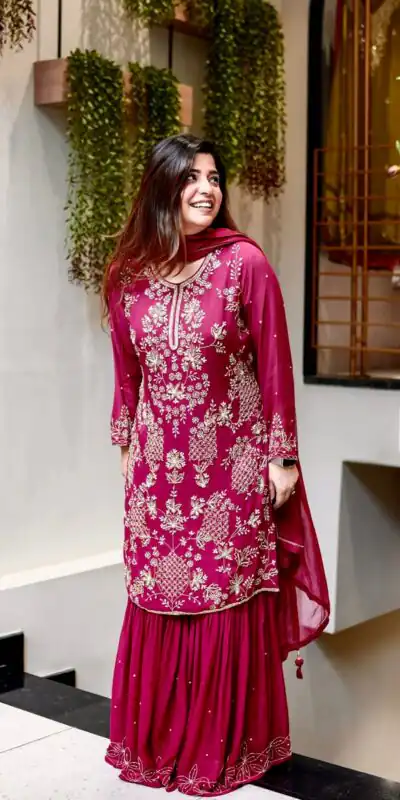 JF 027 Pink in Faux Georgette Mirror Embroidery Work Salwar Suit . Best Price ₹1949. Delivery 4-6 Working Days. Shop now. | Jump Suits, Straight Suits, Casual Suits, Creative suits, Designer Suits, Palazzo Suits, Party Wear Suits, Patiala Suits, Salwar suit