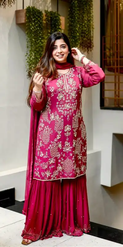 JF 027 Pink in Faux Georgette Mirror Embroidery Work Salwar Suit . Best Price ₹1949. Delivery 4-6 Working Days. Shop now. | Jump Suits, Straight Suits, Casual Suits, Creative suits, Designer Suits, Palazzo Suits, Party Wear Suits, Patiala Suits, Salwar suit
