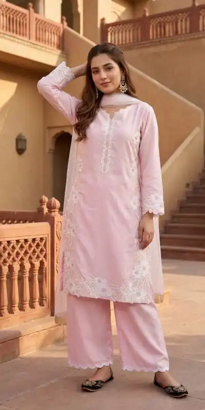 ST 213 Pink Color Natural Crep Salwar Suit with Embroidery Work. Wedding, Party, Festive, Best Price ₹1899. Delivery 4-6 Working Days. Shop now. | Jump Suits, Straight Suits, Casual Suits, Creative suits, Designer Suits, Palazzo Suits, Party Wear Suits, Patiala Suits, Salwar suit