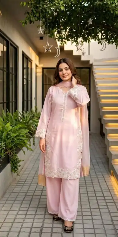 ST 213 Pink Color Natural Crep Salwar Suit with Embroidery Work. Wedding, Party, Festive, Best Price ₹1899. Delivery 4-6 Working Days. Shop now. | Jump Suits, Straight Suits, Casual Suits, Creative suits, Designer Suits, Palazzo Suits, Party Wear Suits, Patiala Suits, Salwar suit