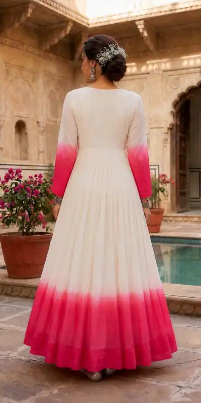 KA 1263 Pink |Star Georgette Gown with Thread Embroidery & Embroidery Work. Special Price ₹1669. Delivery 4-6 Working Days. Shop now. | Bollywood Gowns, Creative Gowns, Designer Gowns, Embroidered Gowns, Gowns, Party Wear Gowns