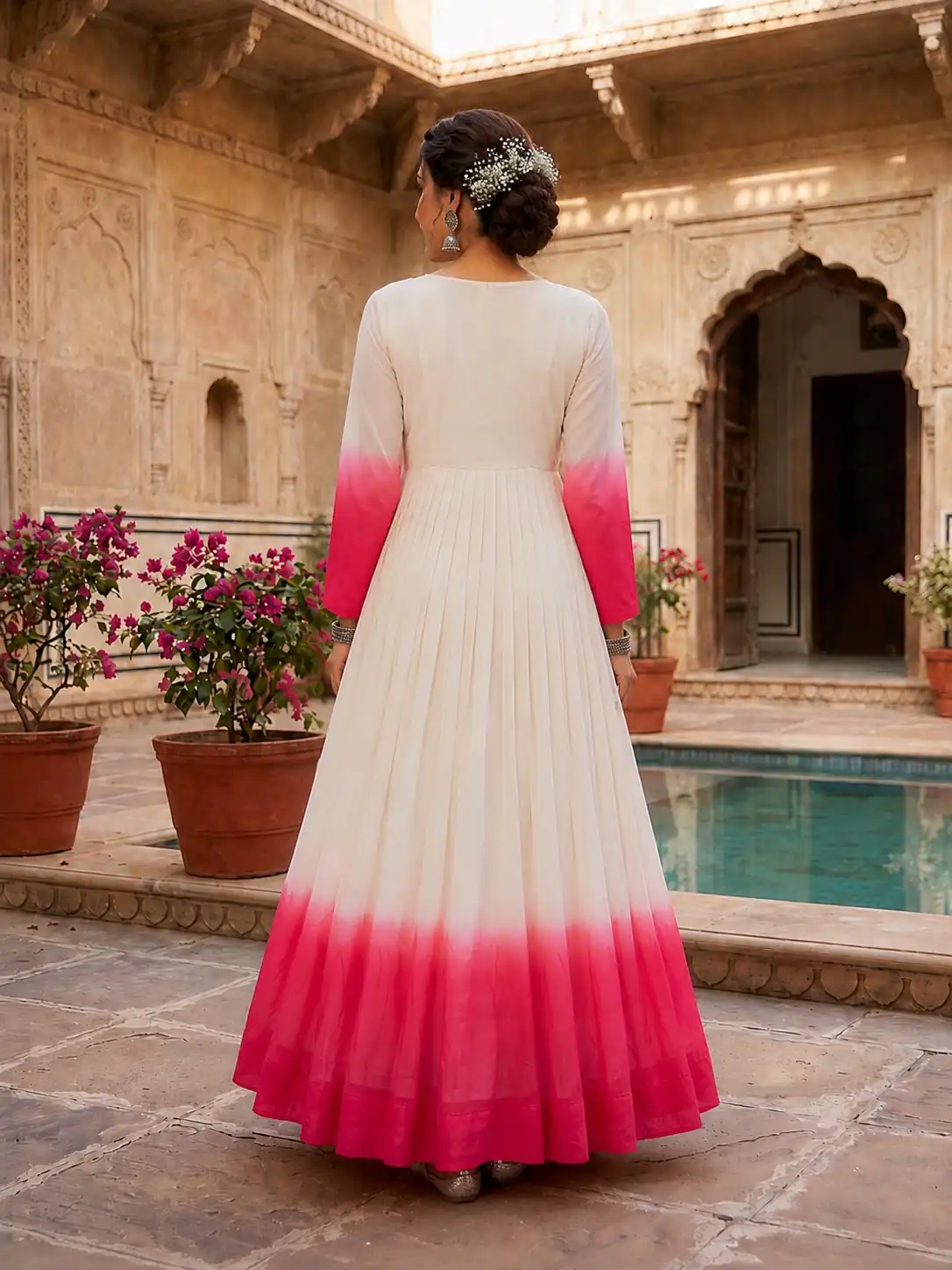 KA 1263 Pink |Star Georgette Gown with Thread Embroidery & Embroidery Work. Special Price ₹1669. Delivery 4-6 Working Days. Shop now. | Bollywood Gowns, Creative Gowns, Designer Gowns, Embroidered Gowns, Gowns, Party Wear Gowns