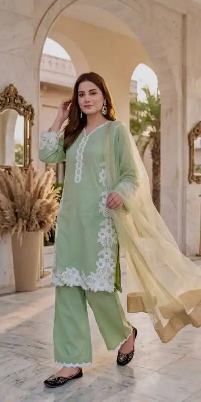 ST 213 Pista Color Natural Crep Salwar Suit with Embroidery Work. Wedding, Party, Festive, Best Price ₹1899. Delivery 4-6 Working Days. Shop now. | Jump Suits, Straight Suits, Casual Suits, Creative suits, Designer Suits, Palazzo Suits, Party Wear Suits, Patiala Suits, Salwar suit
