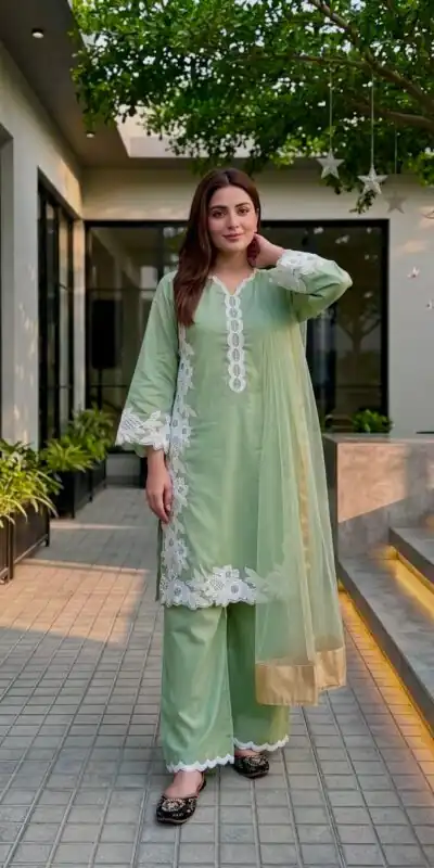 ST 213 Pista Color Natural Crep Salwar Suit with Embroidery Work. Wedding, Party, Festive, Best Price ₹1899. Delivery 4-6 Working Days. Shop now. | Jump Suits, Straight Suits, Casual Suits, Creative suits, Designer Suits, Palazzo Suits, Party Wear Suits, Patiala Suits, Salwar suit