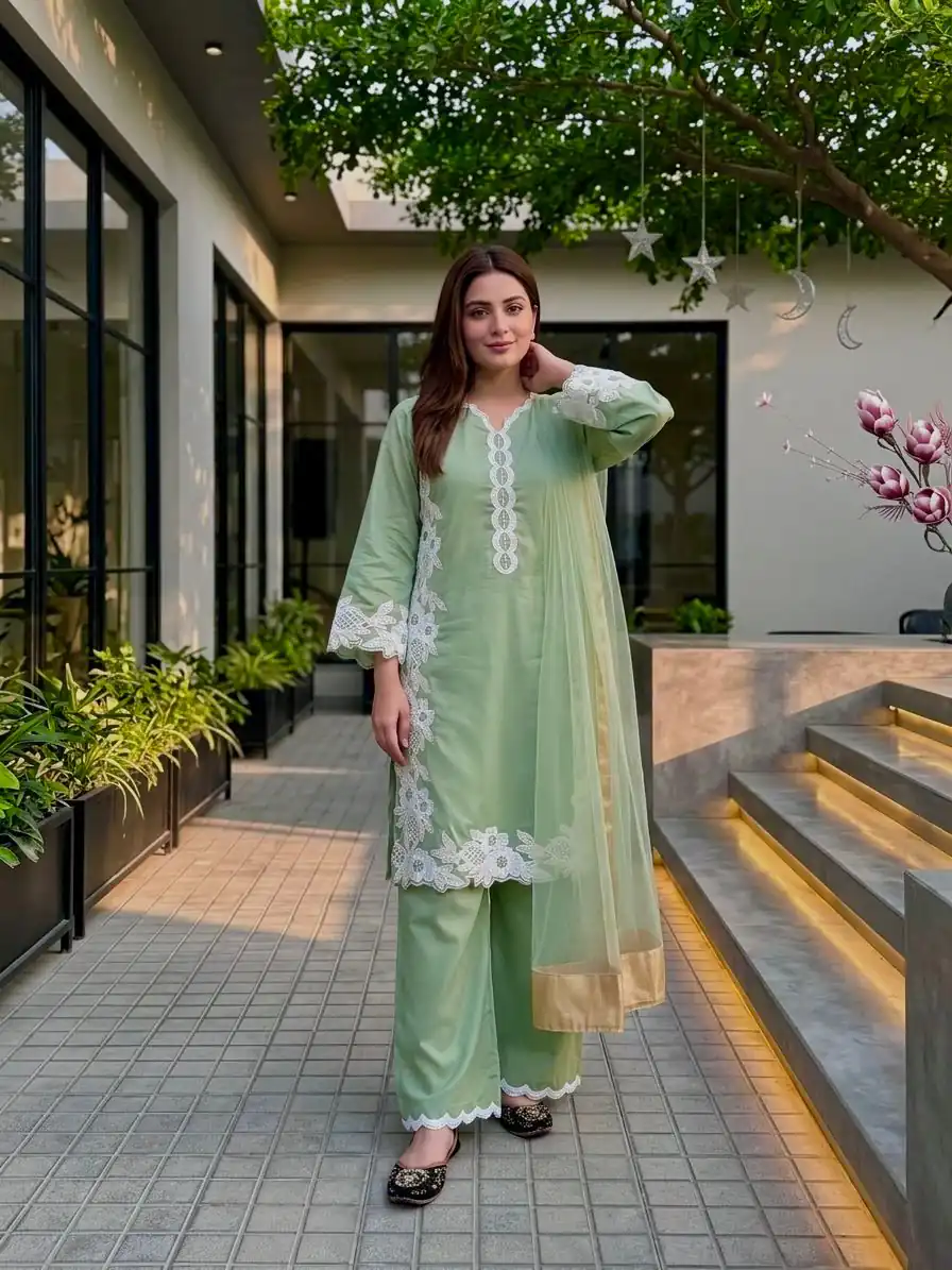 ST 213 Pista Color Natural Crep Salwar Suit with Embroidery Work. Wedding, Party, Festive, Best Price ₹1899. Delivery 4-6 Working Days. Shop now. | Jump Suits, Straight Suits, Casual Suits, Creative suits, Designer Suits, Palazzo Suits, Party Wear Suits, Patiala Suits, Salwar suit