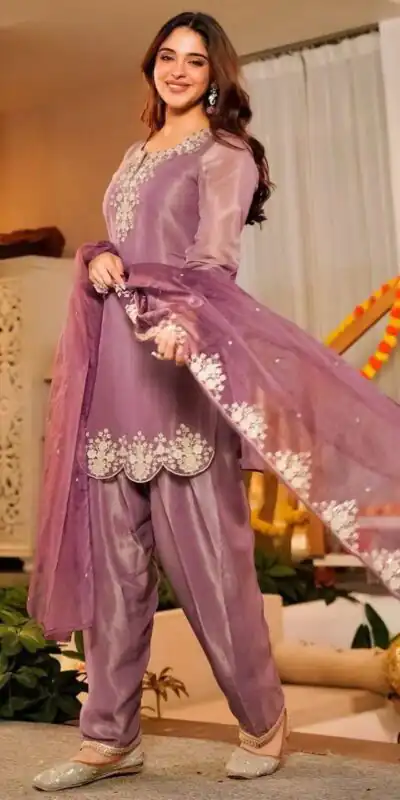 DC 116 Purple Fandy Satin Salwar Suit with Embroidery Work & Lace Work. Exclusive Offer ₹1999. Delivery 4-6 Working Days. Shop now. | Jump Suits, Straight Suits, Casual Suits, Creative suits, Designer Suits, Palazzo Suits, Party Wear Suits, Patiala Suits, Salwar suit