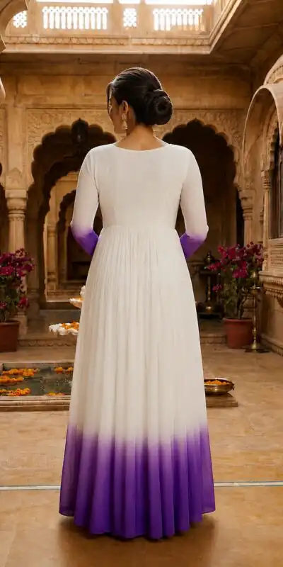 KA 1263 Purple |Star Georgette Gown with Thread Embroidery & Embroidery Work. Special Price ₹1669. Delivery 4-6 Working Days. Shop now. | Bollywood Gowns, Creative Gowns, Designer Gowns, Embroidered Gowns, Gowns, Party Wear Gowns