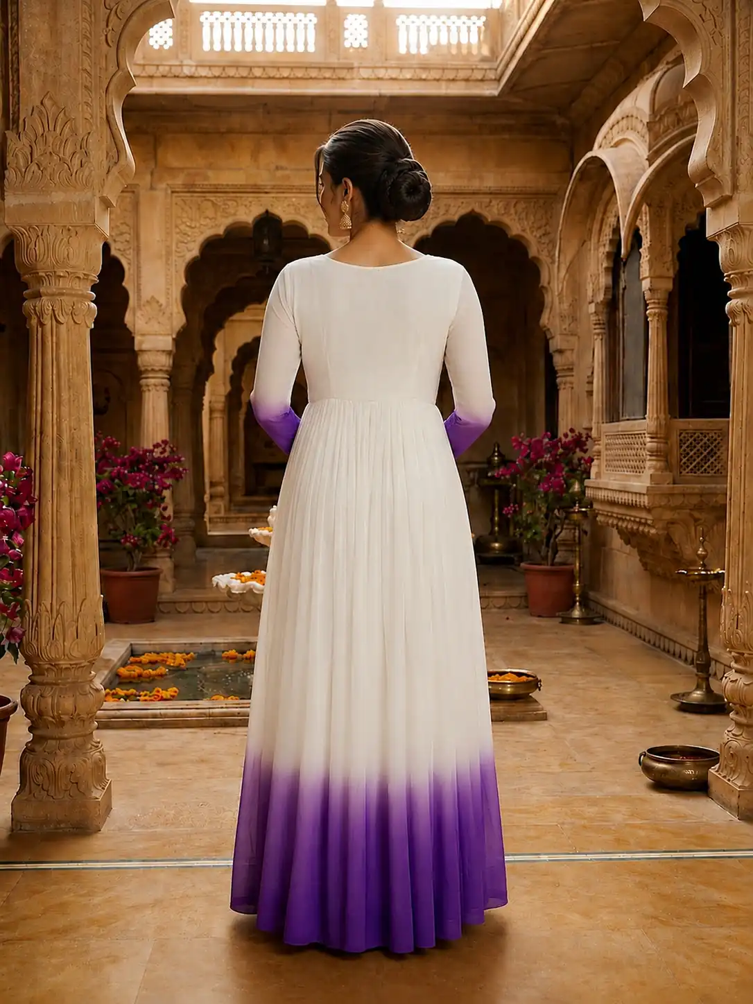 KA 1263 Purple |Star Georgette Gown with Thread Embroidery & Embroidery Work. Special Price ₹1669. Delivery 4-6 Working Days. Shop now. | Bollywood Gowns, Creative Gowns, Designer Gowns, Embroidered Gowns, Gowns, Party Wear Gowns