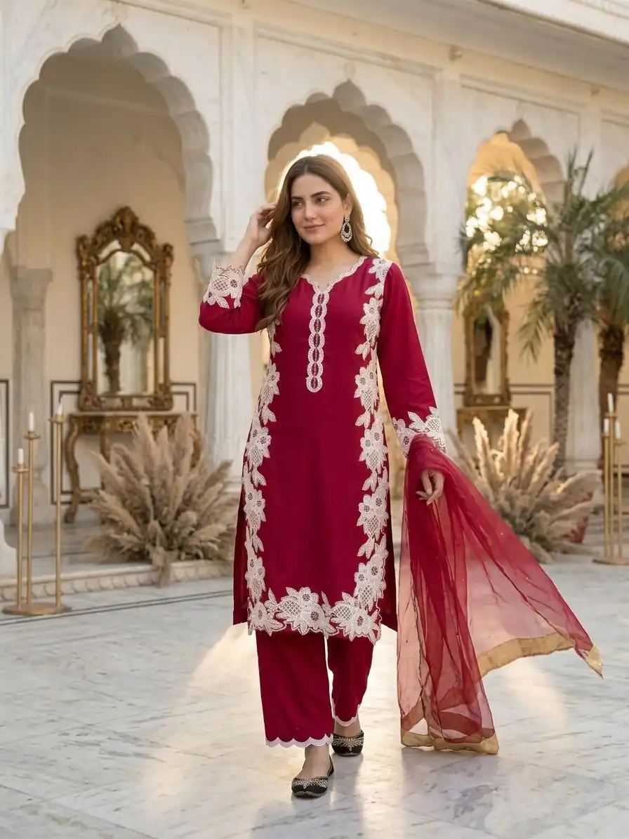 ST 213 Red Color Natural Crep Salwar Suit with Embroidery Work. Wedding, Party, Festive, Best Price ₹1899. Delivery 4-6 Working Days. Shop now. | Jump Suits, Straight Suits, Casual Suits, Creative suits, Designer Suits, Palazzo Suits, Party Wear Suits, Patiala Suits, Salwar suit