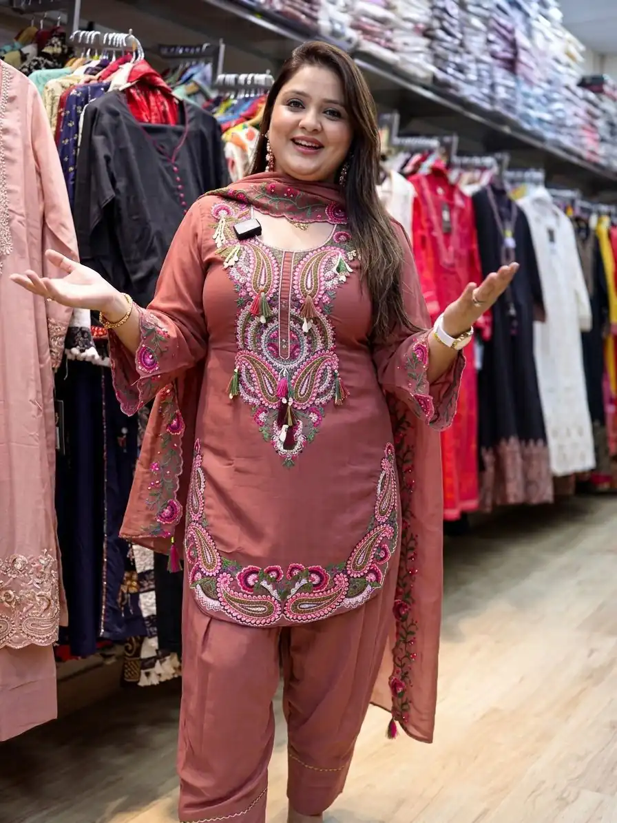 SRK 5348 Rust Color Georgette Mirror Embroidery Work Salwar Suit . Best Price ₹2399. Delivery 4-6 Working Days. Shop now. | Jump Suits, Straight Suits, Casual Suits, Creative suits, Designer Suits, Palazzo Suits, Party Wear Suits, Patiala Suits, Salwar suit