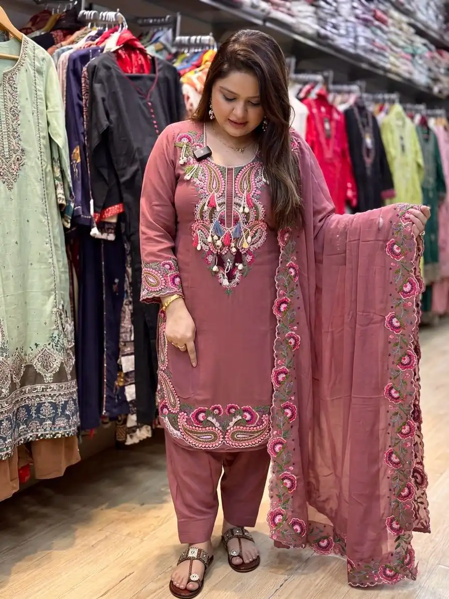 SRK 5348 Rust Color Georgette Mirror Embroidery Work Salwar Suit . Best Price ₹2399. Delivery 4-6 Working Days. Shop now. | Jump Suits, Straight Suits, Casual Suits, Creative suits, Designer Suits, Palazzo Suits, Party Wear Suits, Patiala Suits, Salwar suit