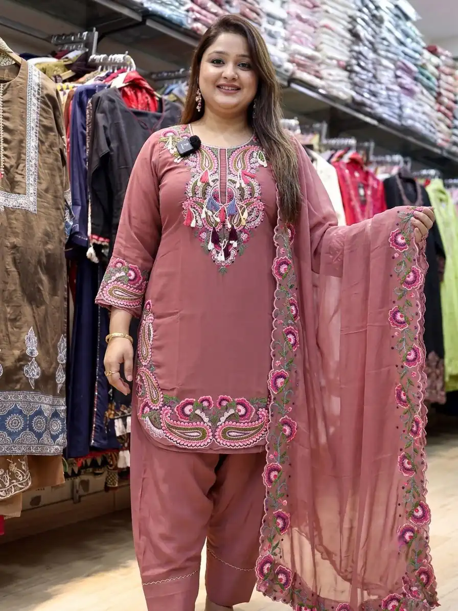 SRK 5348 Rust Color Georgette Mirror Embroidery Work Salwar Suit . Best Price ₹2399. Delivery 4-6 Working Days. Shop now. | Jump Suits, Straight Suits, Casual Suits, Creative suits, Designer Suits, Palazzo Suits, Party Wear Suits, Patiala Suits, Salwar suit
