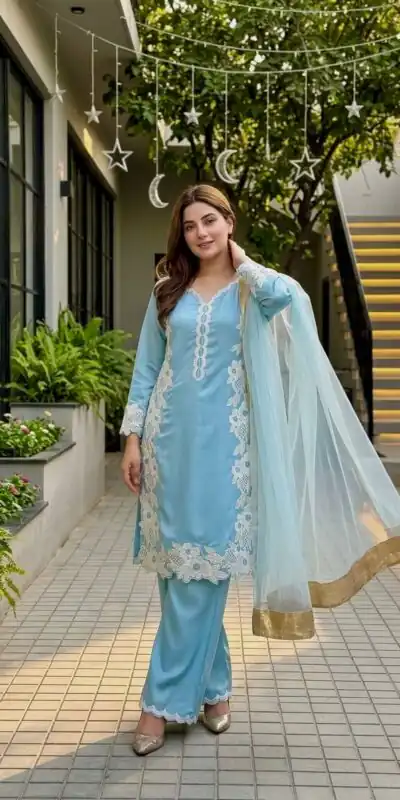 ST 213 Sky Blue Color Natural Crep Salwar Suit with Embroidery Work. Wedding, Party, Festive, Best Price ₹1899. Delivery 4-6 Working Days. Shop now. | Jump Suits, Straight Suits, Casual Suits, Creative suits, Designer Suits, Palazzo Suits, Party Wear Suits, Patiala Suits, Salwar suit