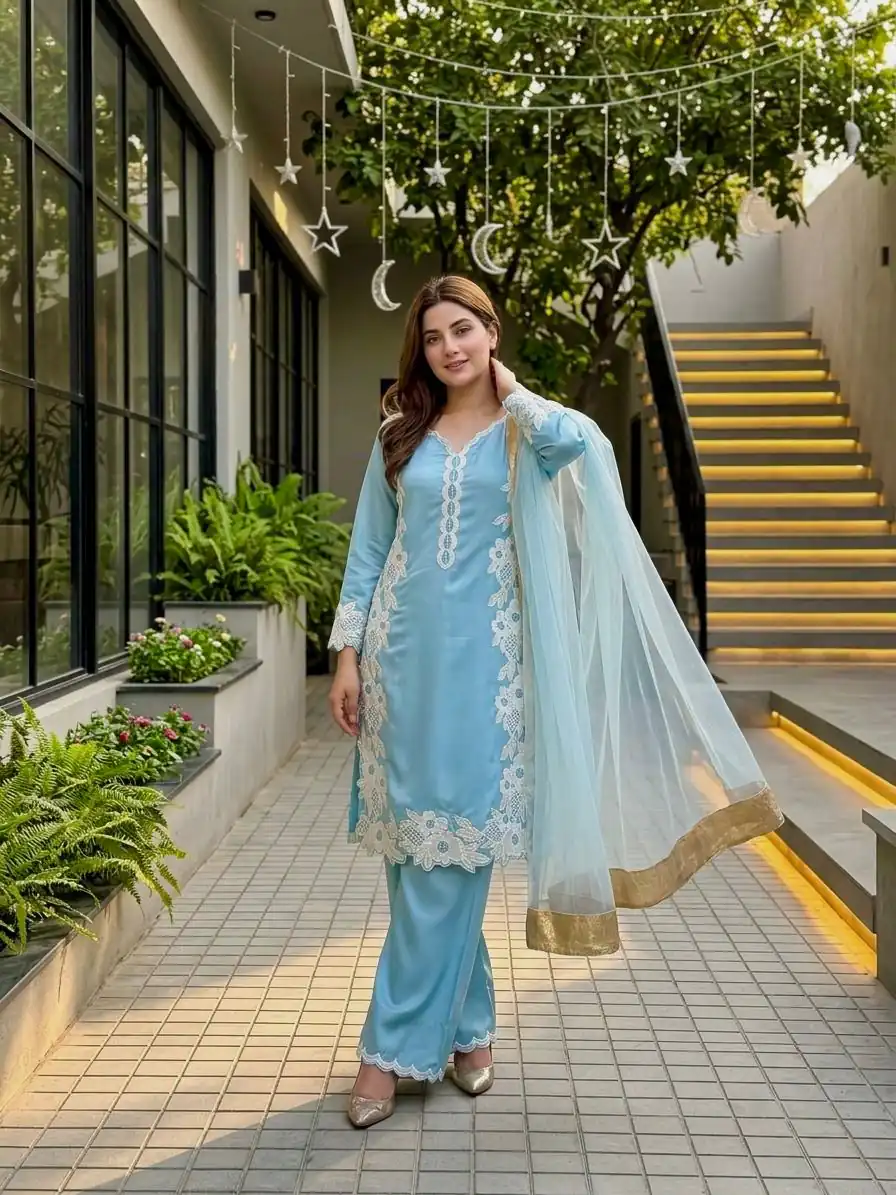 ST 213 Sky Blue Color Natural Crep Salwar Suit with Embroidery Work. Wedding, Party, Festive, Best Price ₹1899. Delivery 4-6 Working Days. Shop now. | Jump Suits, Straight Suits, Casual Suits, Creative suits, Designer Suits, Palazzo Suits, Party Wear Suits, Patiala Suits, Salwar suit