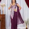 ST 1165 Wine Faux Georgette Saree with Embroidery Work & Sequins Work. Now at just ₹1799. Delivery 4-6 Working Days. Shop now. | Bollywood Sarees, Creative Sarees, Designer Sarees, Embroidered Sarees, Ethnic Saree, Modern Digital sarees, Party Wear Sarees, Sarees