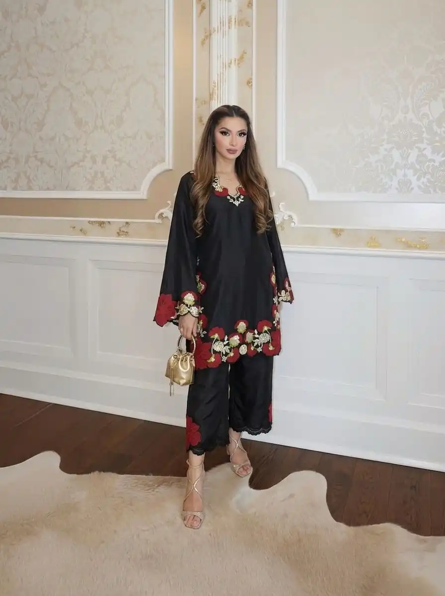 ZSR 3171 Black Color Roman Silk Salwar Suit with Embroidery Work. Available at ₹2449 only. Delivery 4-6 Working Days. Shop now. | Jump Suits, Straight Suits, Casual Suits, Creative suits, Designer Suits, Palazzo Suits, Party Wear Suits, Patiala Suits, Salwar suit