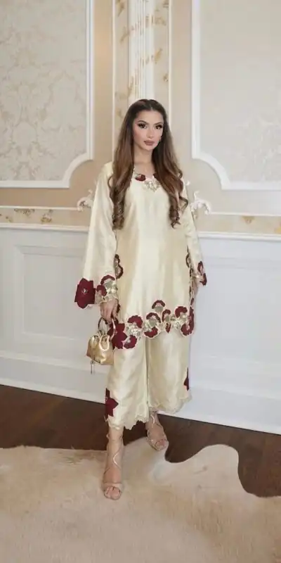 ZSR 3171 Cream Color Roman Silk Salwar Suit with Embroidery Work. Available at ₹2449 only. Delivery 4-6 Working Days. Shop now. | Jump Suits, Straight Suits, Casual Suits, Creative suits, Designer Suits, Palazzo Suits, Party Wear Suits, Patiala Suits, Salwar suit