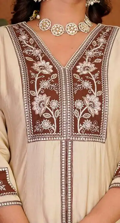 DIVA 152 Cream Color Roman Silk Salwar Suit with Embroidery Work. Available at ₹2399 only. Delivery 4-6 Working Days. Shop now. | Jump Suits, Straight Suits, Casual Suits, Creative suits, Designer Suits, Palazzo Suits, Party Wear Suits, Patiala Suits, Salwar suit