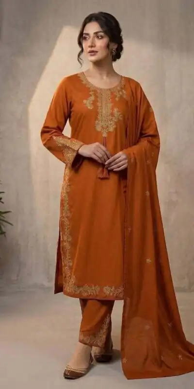 BE 473 Orange Color Roman Silk Salwar Suit with Embroidery Work. Available at ₹1999 only. Delivery 4-6 Working Days. Shop now. | Jump Suits, Straight Suits, Casual Suits, Creative suits, Designer Suits, Palazzo Suits, Party Wear Suits, Patiala Suits, Salwar suit