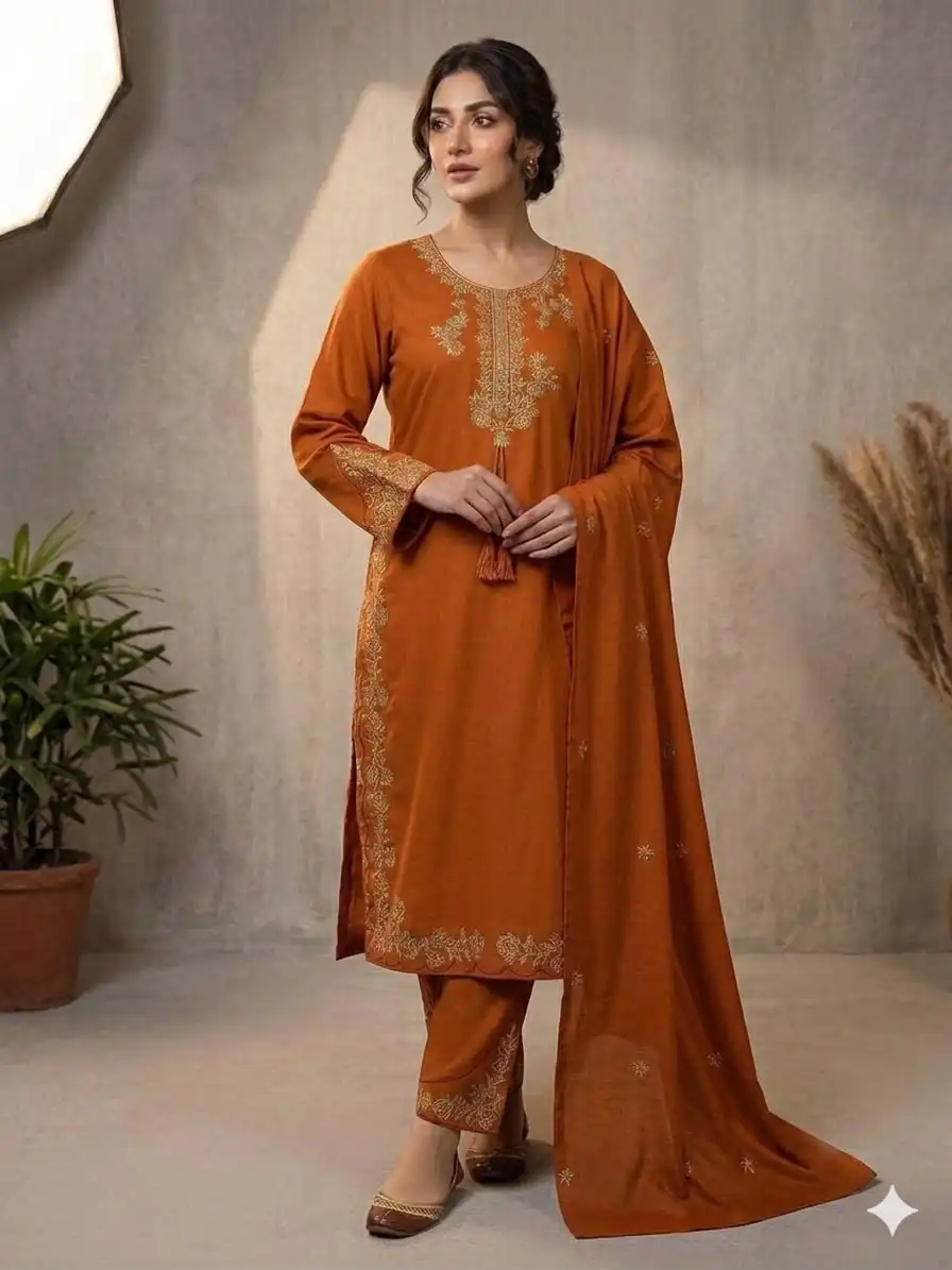 BE 473 Orange Color Roman Silk Salwar Suit with Embroidery Work. Available at ₹1999 only. Delivery 4-6 Working Days. Shop now. | Jump Suits, Straight Suits, Casual Suits, Creative suits, Designer Suits, Palazzo Suits, Party Wear Suits, Patiala Suits, Salwar suit
