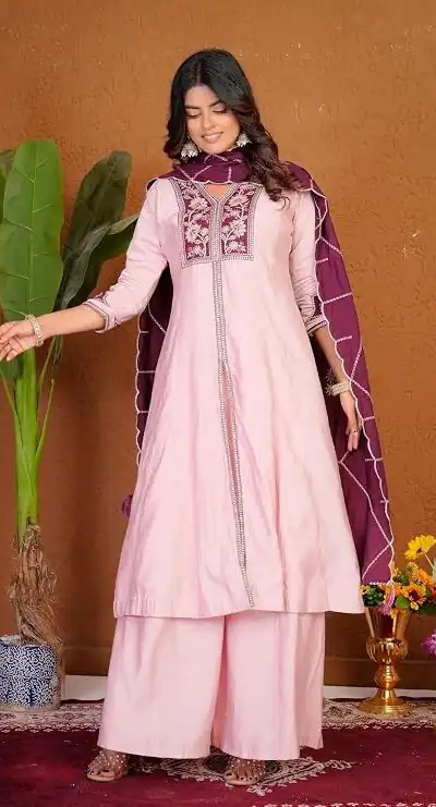 DIVA 152 Pink Color Roman Silk Salwar Suit with Embroidery Work. Available at ₹2399 only. Delivery 4-6 Working Days. Shop now. | Jump Suits, Straight Suits, Casual Suits, Creative suits, Designer Suits, Palazzo Suits, Party Wear Suits, Patiala Suits, Salwar suit