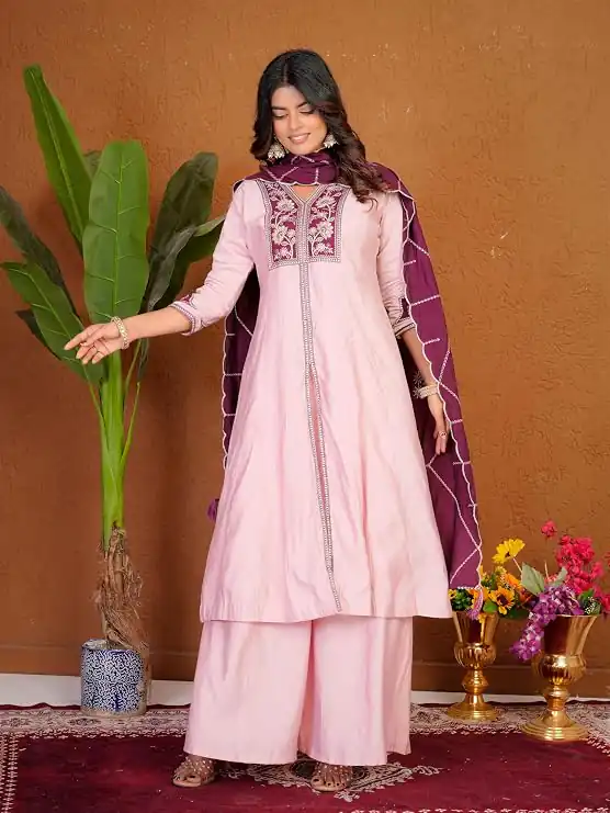DIVA 152 Pink Color Roman Silk Salwar Suit with Embroidery Work. Available at ₹2399 only. Delivery 4-6 Working Days. Shop now. | Jump Suits, Straight Suits, Casual Suits, Creative suits, Designer Suits, Palazzo Suits, Party Wear Suits, Patiala Suits, Salwar suit