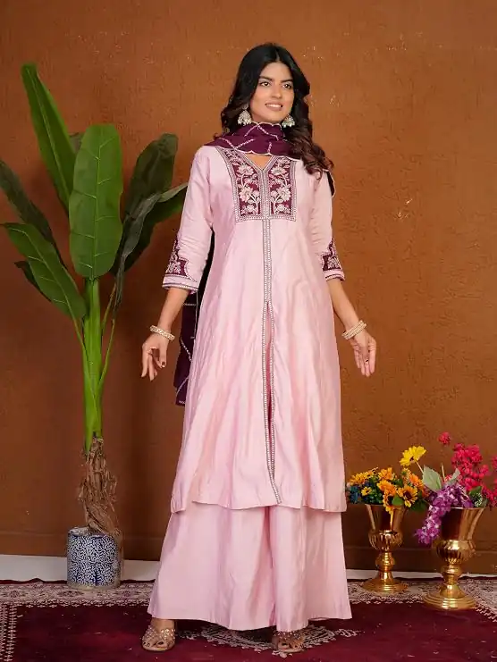 DIVA 152 Pink Color Roman Silk Salwar Suit with Embroidery Work. Available at ₹2399 only. Delivery 4-6 Working Days. Shop now. | Jump Suits, Straight Suits, Casual Suits, Creative suits, Designer Suits, Palazzo Suits, Party Wear Suits, Patiala Suits, Salwar suit
