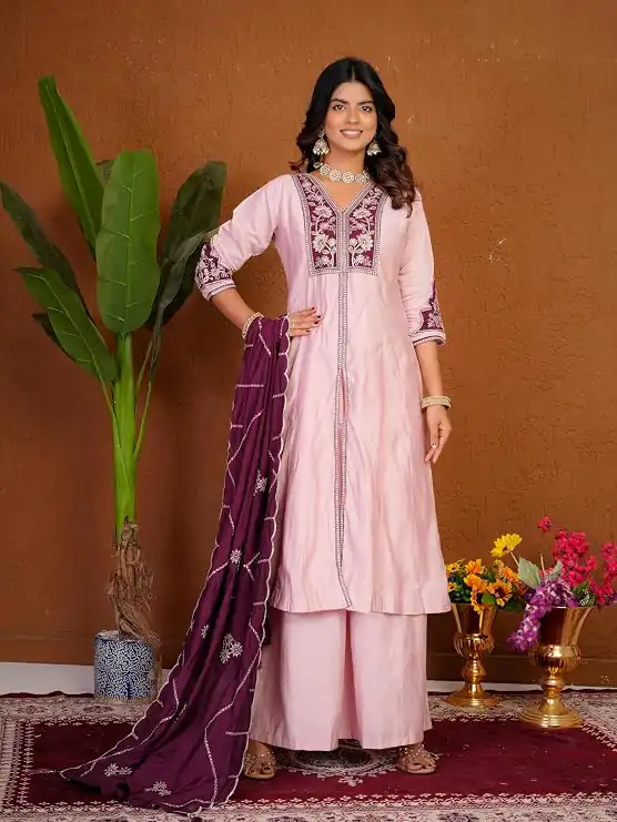 DIVA 152 Pink Color Roman Silk Salwar Suit with Embroidery Work. Available at ₹2399 only. Delivery 4-6 Working Days. Shop now. | Jump Suits, Straight Suits, Casual Suits, Creative suits, Designer Suits, Palazzo Suits, Party Wear Suits, Patiala Suits, Salwar suit