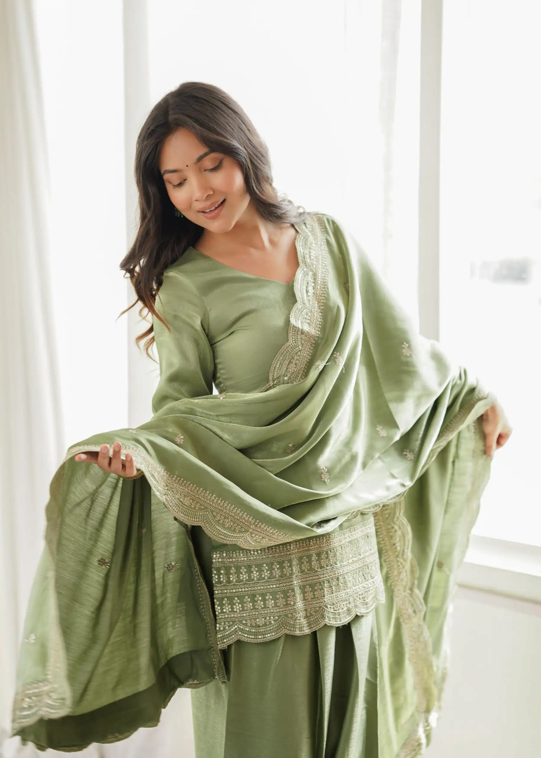 KB 304 Pista Color Roman Silk Salwar Suit with Embroidery Work. Available at ₹1999 only. Delivery 4-6 Working Days. Shop now. | Jump Suits, Straight Suits, Casual Suits, Creative suits, Designer Suits, Palazzo Suits, Party Wear Suits, Patiala Suits, Salwar suit
