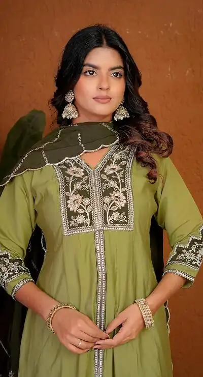 DIVA 152 Pista Color Roman Silk Salwar Suit with Embroidery Work. Available at ₹2399 only. Delivery 4-6 Working Days. Shop now. | Jump Suits, Straight Suits, Casual Suits, Creative suits, Designer Suits, Palazzo Suits, Party Wear Suits, Patiala Suits, Salwar suit