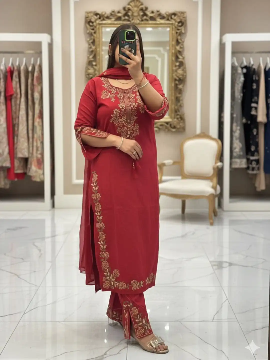 BE 473 Red Color Roman Silk Salwar Suit with Embroidery Work. Available at ₹1999 only. Delivery 4-6 Working Days. Shop now. | Jump Suits, Straight Suits, Casual Suits, Creative suits, Designer Suits, Palazzo Suits, Party Wear Suits, Patiala Suits, Salwar suit