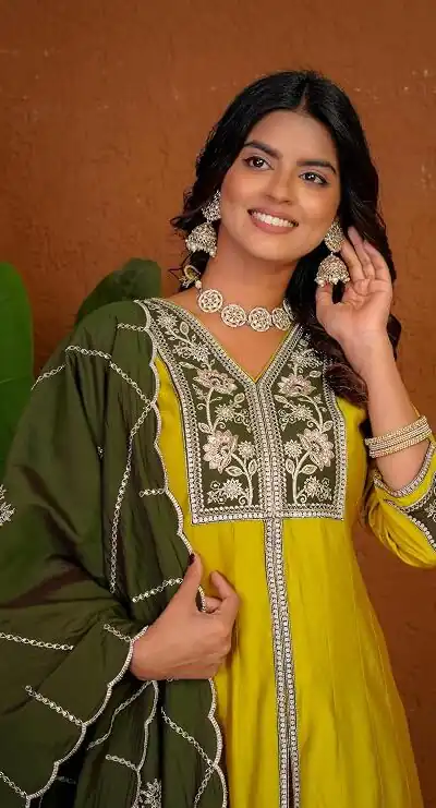 DIVA 152 Yellow Color Roman Silk Salwar Suit with Embroidery Work. Available at ₹2399 only. Delivery 4-6 Working Days. Shop now. | Jump Suits, Straight Suits, Casual Suits, Creative suits, Designer Suits, Palazzo Suits, Party Wear Suits, Patiala Suits, Salwar suit