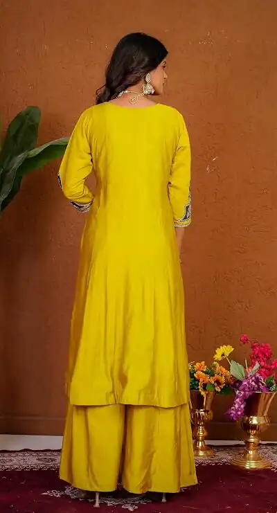 DIVA 152 Yellow Color Roman Silk Salwar Suit with Embroidery Work. Available at ₹2399 only. Delivery 4-6 Working Days. Shop now. | Jump Suits, Straight Suits, Casual Suits, Creative suits, Designer Suits, Palazzo Suits, Party Wear Suits, Patiala Suits, Salwar suit