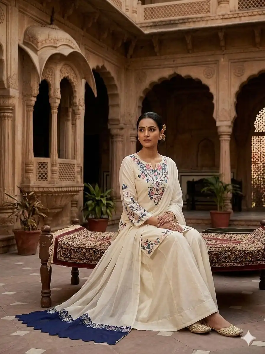 LG 2113 Off Whit eCrape Silk with Embroidery Work Salwar Suit . Introductory Price ₹2049. Delivery 4-6 Working Days. Shop now. | Jump Suits, Straight Suits, Casual Suits, Creative suits, Designer Suits, Palazzo Suits, Party Wear Suits, Patiala Suits, Salwar suit