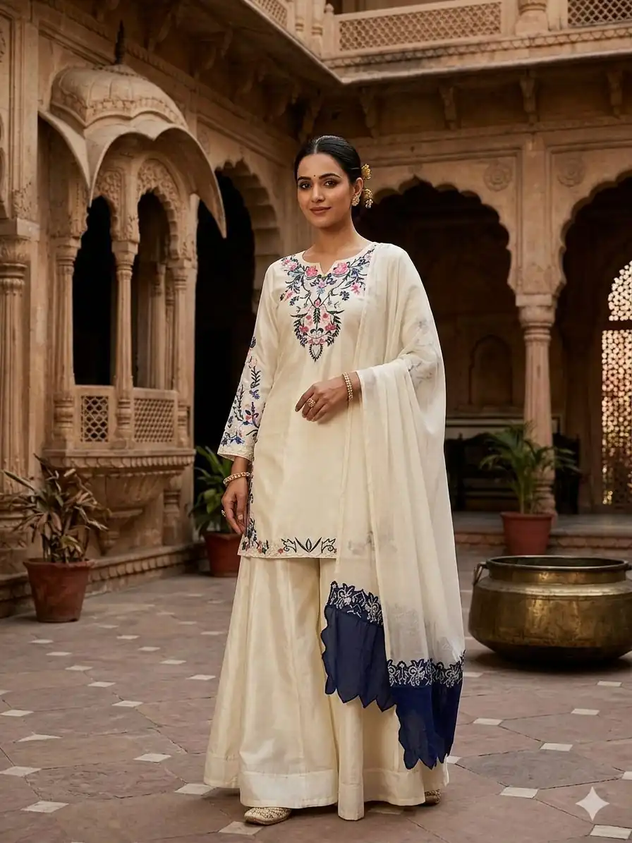 LG 2113 Off Whit eCrape Silk with Embroidery Work Salwar Suit . Introductory Price ₹2049. Delivery 4-6 Working Days. Shop now. | Jump Suits, Straight Suits, Casual Suits, Creative suits, Designer Suits, Palazzo Suits, Party Wear Suits, Patiala Suits, Salwar suit
