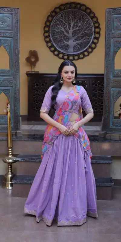KA 5069 Lavender Cosmos Silk Lehenga Choli with Zari & Embroidery Work. Introductory Price ₹2499. Delivery 4-6 Working Days. Shop now. | Bollywood Lehenga, Creative Lehenga, Designer Lehenga, Embroidered Lehenga, Lehenga, Party Wear Lehenga