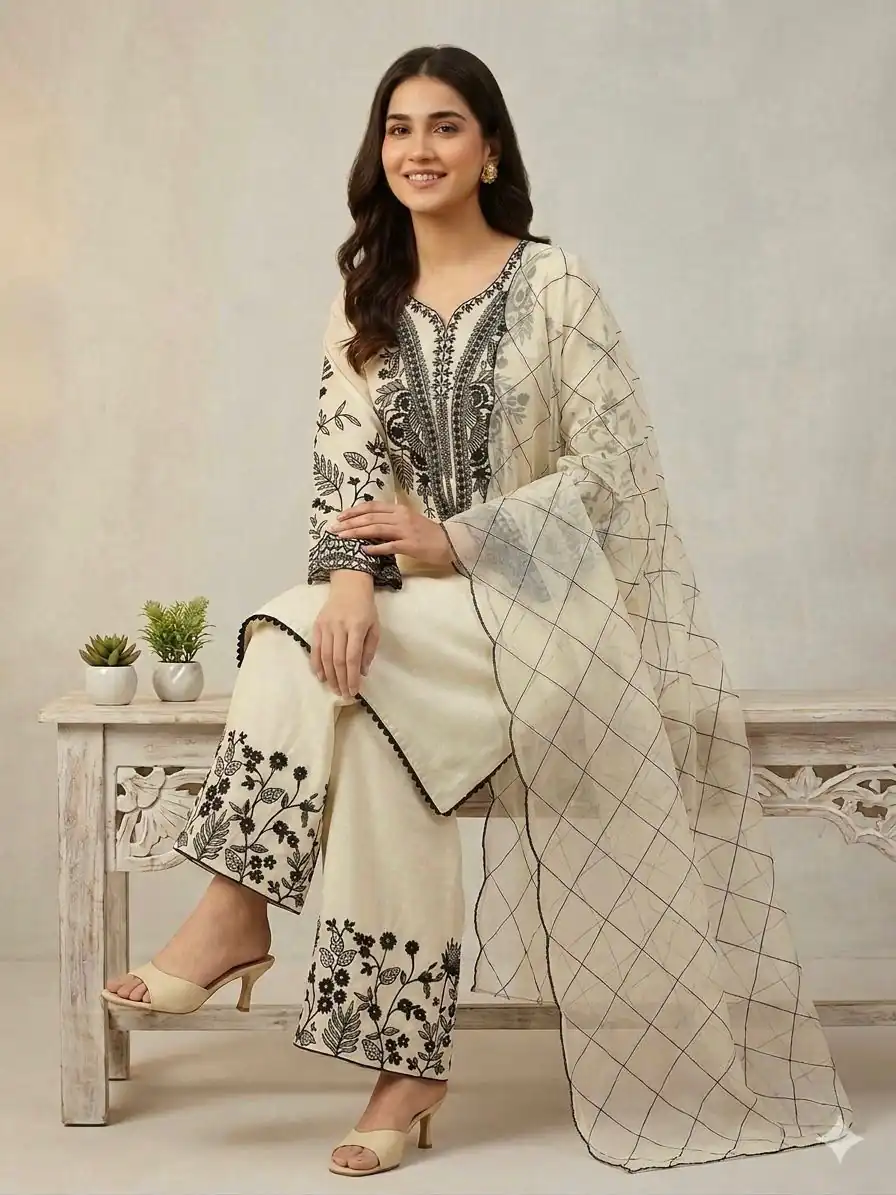 LG 2101 Off White Color Mal Cotton Embroidery Work Salwar Suit . Wedding, Party, Festive, Events, Get it for ₹2099. Delivery 4-6 Working Days. Shop now. | Jump Suits, Straight Suits, Casual Suits, Creative suits, Designer Suits, Palazzo Suits, Party Wear Suits, Patiala Suits, Salwar suit