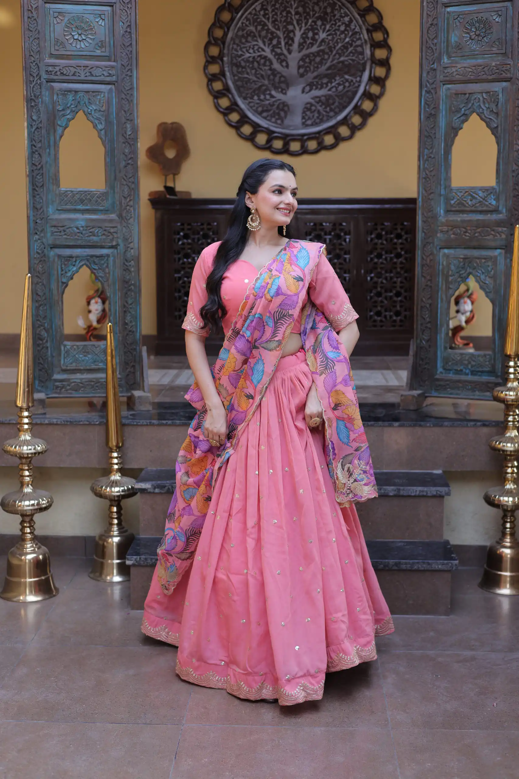 KA 5069 Peach Cosmos Silk Lehenga Choli with Zari & Embroidery Work. Introductory Price ₹2499. Delivery 4-6 Working Days. Shop now. | Bollywood Lehenga, Creative Lehenga, Designer Lehenga, Embroidered Lehenga, Lehenga, Party Wear Lehenga