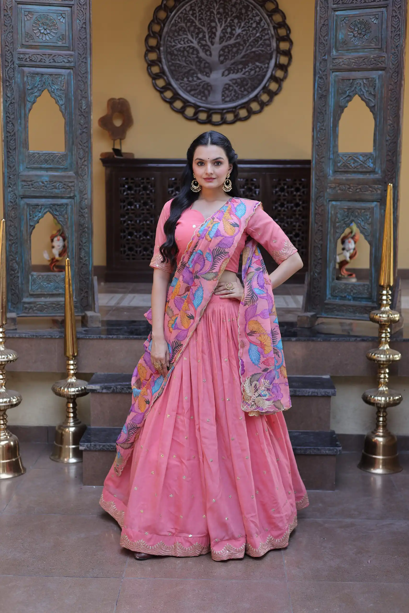 KA 5069 Peach Cosmos Silk Lehenga Choli with Zari & Embroidery Work. Introductory Price ₹2499. Delivery 4-6 Working Days. Shop now. | Bollywood Lehenga, Creative Lehenga, Designer Lehenga, Embroidered Lehenga, Lehenga, Party Wear Lehenga