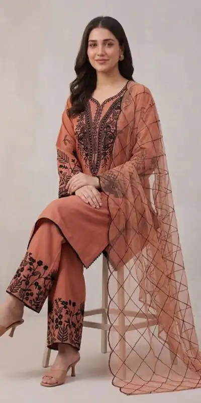 LG 2101 Rust Color Mal Cotton Embroidery Work Salwar Suit . Wedding, Party, Festive, Events, Get it for ₹2099. Delivery 4-6 Working Days. Shop now. | Jump Suits, Straight Suits, Casual Suits, Creative suits, Designer Suits, Palazzo Suits, Party Wear Suits, Patiala Suits, Salwar suit