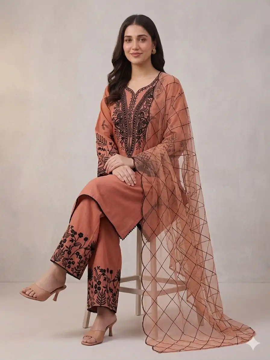 LG 2101 Rust Color Mal Cotton Embroidery Work Salwar Suit . Wedding, Party, Festive, Events, Get it for ₹2099. Delivery 4-6 Working Days. Shop now. | Jump Suits, Straight Suits, Casual Suits, Creative suits, Designer Suits, Palazzo Suits, Party Wear Suits, Patiala Suits, Salwar suit