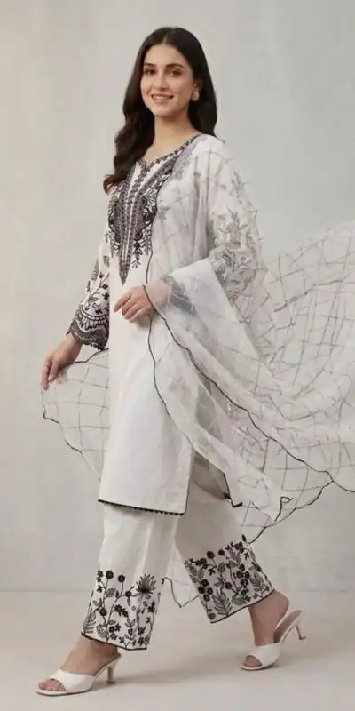 LG 2101 White Color Mal Cotton Embroidery Work Salwar Suit . Wedding, Party, Festive, Events, Get it for ₹2099. Delivery 4-6 Working Days. Shop now. | Jump Suits, Straight Suits, Casual Suits, Creative suits, Designer Suits, Palazzo Suits, Party Wear Suits, Patiala Suits, Salwar suit